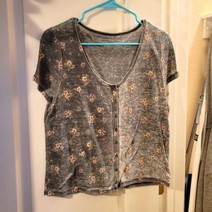 AMERICAN EAGLE OUTFITTERS grey flower crop top